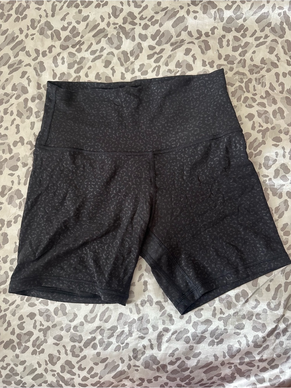 lululemon athletica Black High-Rise Leopard Print Shift Bike Shorts